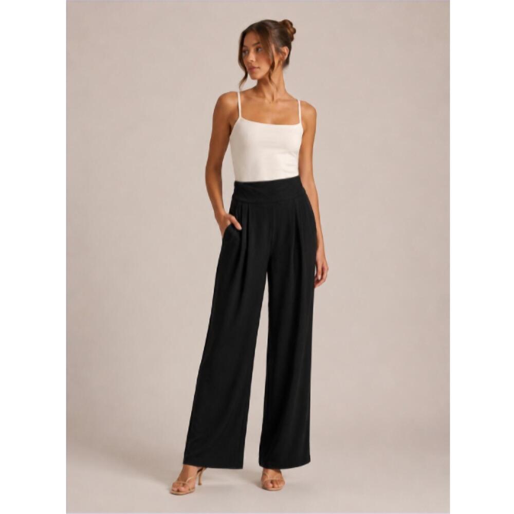 NEW SOLE stella linen rayon pant in black